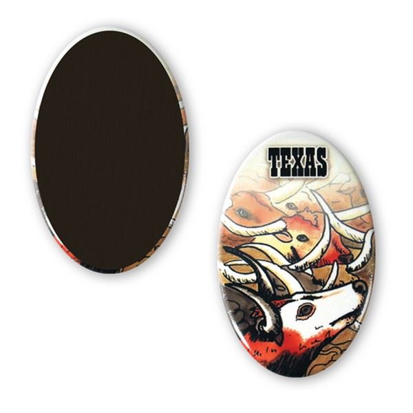 SV34300 1 3/4" x 2 3/4" Oval Button Magnet With Full Color Digital Imprint